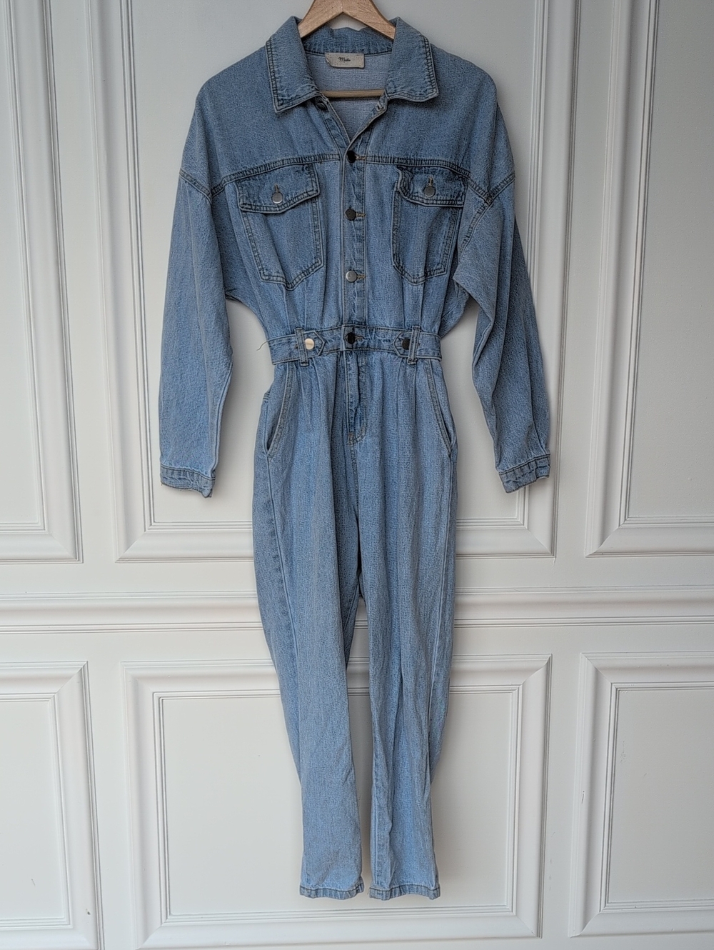 Light Blue Denim Jumpsuit - Casual Women's One-Piece